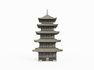 Ancient architectural towers in East Asia Modello 3D