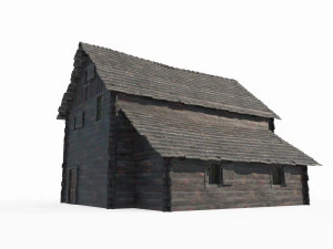 Antiche case architettoniche in legno Modello 3D