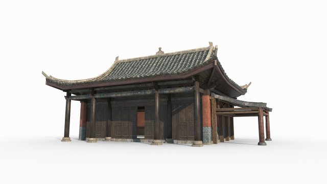 East Asian Ancient Architecture Wing Room 3D Model .c4d .max .obj .3ds .fbx .stl .blend 