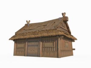 East Asian Ancient Architecture Rural Thatched Cottage 3D Model