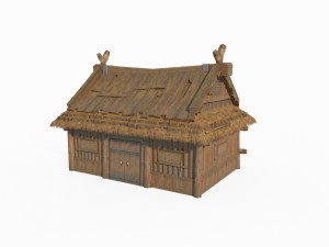 East Asian Ancient Architecture Rural Thatched Cottage 3D Model