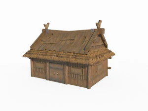 East Asian Ancient Architecture Rural Thatched Cottage 3D Model