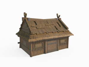 East Asian Ancient Architecture Rural Thatched Cottage 3D Model