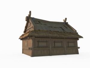 East Asian Ancient Architecture Rural Thatched Cottage 3D Model