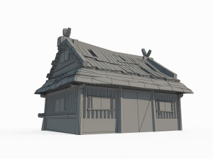 East Asian Ancient Architecture Rural Thatched Cottage 3D Model