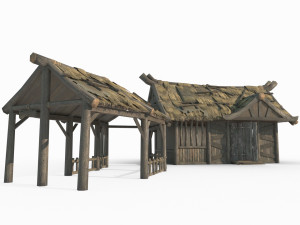 East Asian Ancient Architecture Thatched Cottage 3D-Modell