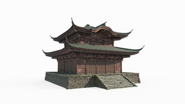 East Asian Ancient Architecture Buddhist Palace 3D 모델 .c4d .max .obj .3ds .fbx .stl .blend 