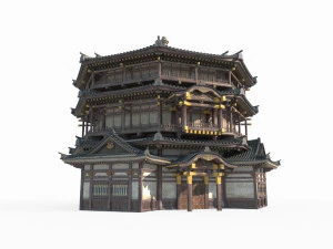 East Asian Ancient Architecture Super Large Sutra Pavilion 3D Model