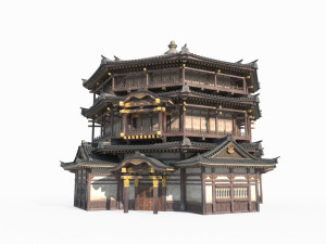 East Asian Ancient Architecture Super Large Sutra Pavilion Modello 3D