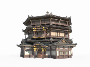 East Asian Ancient Architecture Super Large Sutra Pavilion 3D Model