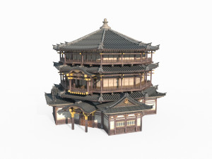 East Asian Ancient Architecture Super Large Sutra Pavilion Modello 3D