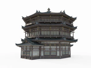 East Asian Ancient Architecture Super Large Sutra Pavilion 3D Model