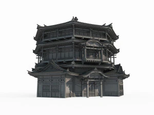 East Asian Ancient Architecture Super Large Sutra Pavilion 3D Model