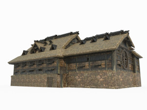 Large thatched cottages in East Asian ancient architecture Modelo 3D