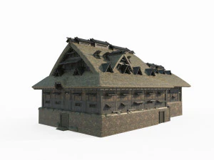 Large thatched cottages in East Asian ancient architecture 3D Model