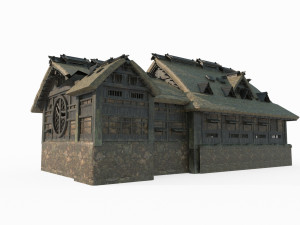 Large thatched cottages in East Asian ancient architecture Modelo 3D