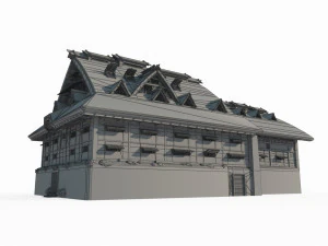 Large thatched cottages in East Asian ancient architecture 3D Model
