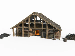 Ancient charcoal burning workshop 3D Model