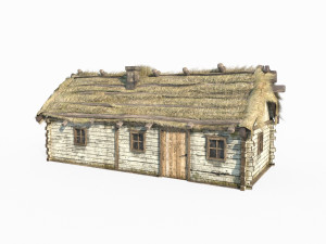 Old style wooden and thatched houses 3Dモデル