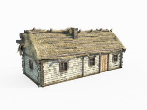 Old style wooden and thatched houses 3Dモデル
