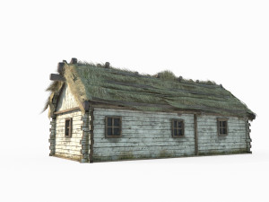 Old style wooden and thatched houses 3Dモデル