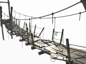 Ancient Old Suspension Bridge 3D Model
