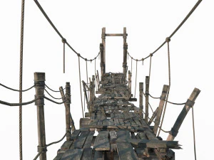 Ancient Old Suspension Bridge 3D Model