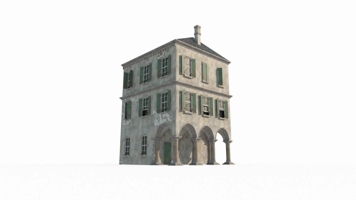Ancient medieval building architecture 3D Model .c4d .max .obj .3ds .fbx .stl .blend