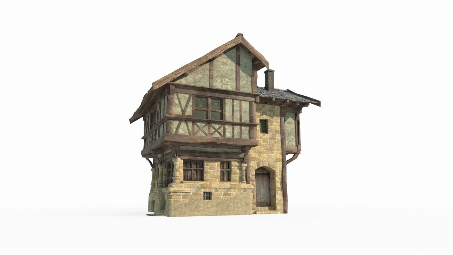 Ancient medieval house architecture 3D Model .c4d .max .obj .3ds .fbx .stl .blend