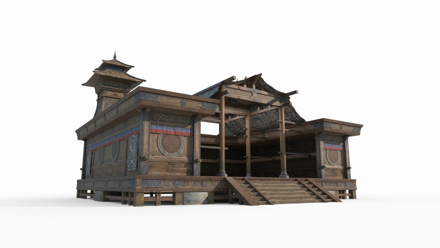 East Asian Nomad Architecture Hall 3D Model .c4d .max .obj .3ds .fbx .stl .blend