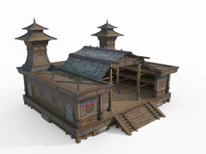 East Asian Nomad Architecture Hall 3D Model