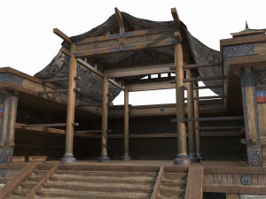 East Asian Nomad Architecture Hall 3D Model