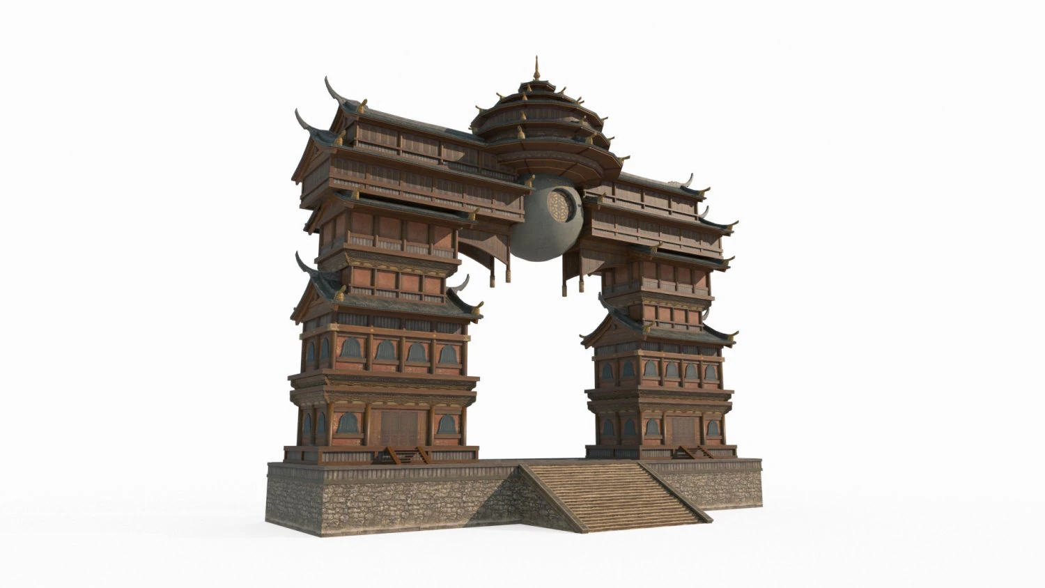 East Asian mythological architecture palace 3D Model .c4d .max .obj .3ds .fbx .stl .blend 