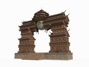 East Asian mythological architecture palace Model 3D