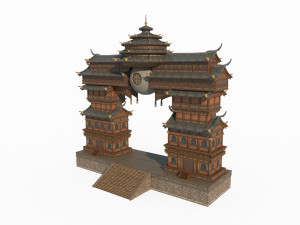East Asian mythological architecture palace Model 3D
