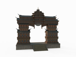 East Asian mythological architecture palace Model 3D