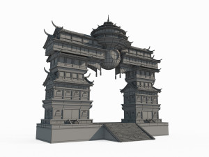East Asian mythological architecture palace Model 3D