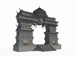 East Asian mythological architecture palace 3D Model
