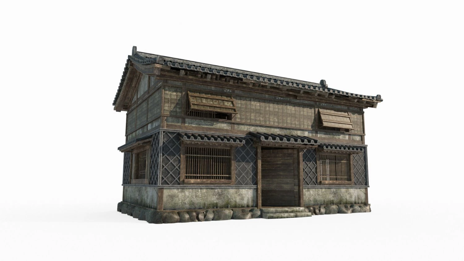 East Asian Ancient Architecture House Store 3D Model .c4d .max .obj .3ds .fbx .stl .blend 