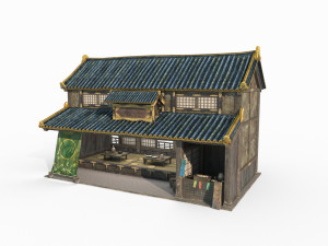 East Asian Ancient Architecture Snack Shop 3D Model