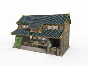 East Asian Ancient Architecture Snack Shop 3D Model
