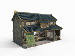 East Asian Ancient Architecture Snack Shop 3D Model