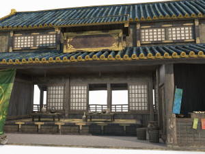 East Asian Ancient Architecture Snack Shop 3D Model