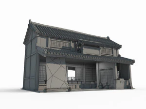 East Asian Ancient Architecture Snack Shop 3D Model