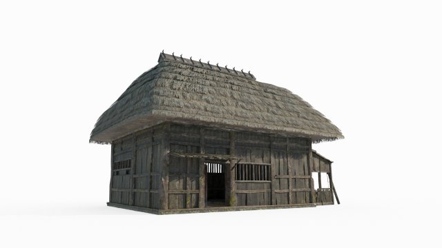 East Asian Ancient Architecture Thatched Cottage Modello 3D .c4d .max .obj .3ds .fbx .stl .blend