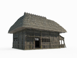 East Asian Ancient Architecture Thatched Cottage 3D Model