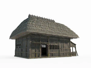 Pondok Jerami Arsitektur Kuno Asia Timur Model 3D