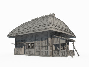 East Asian Ancient Architecture Thatched Cottage Modello 3D
