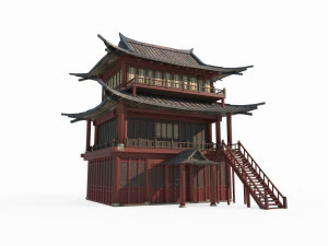 Penthouse Arsitektur Kuno Asia Timur Model 3D