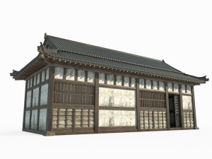 East Asian Ancient Architecture Partial Hall Modelo 3D